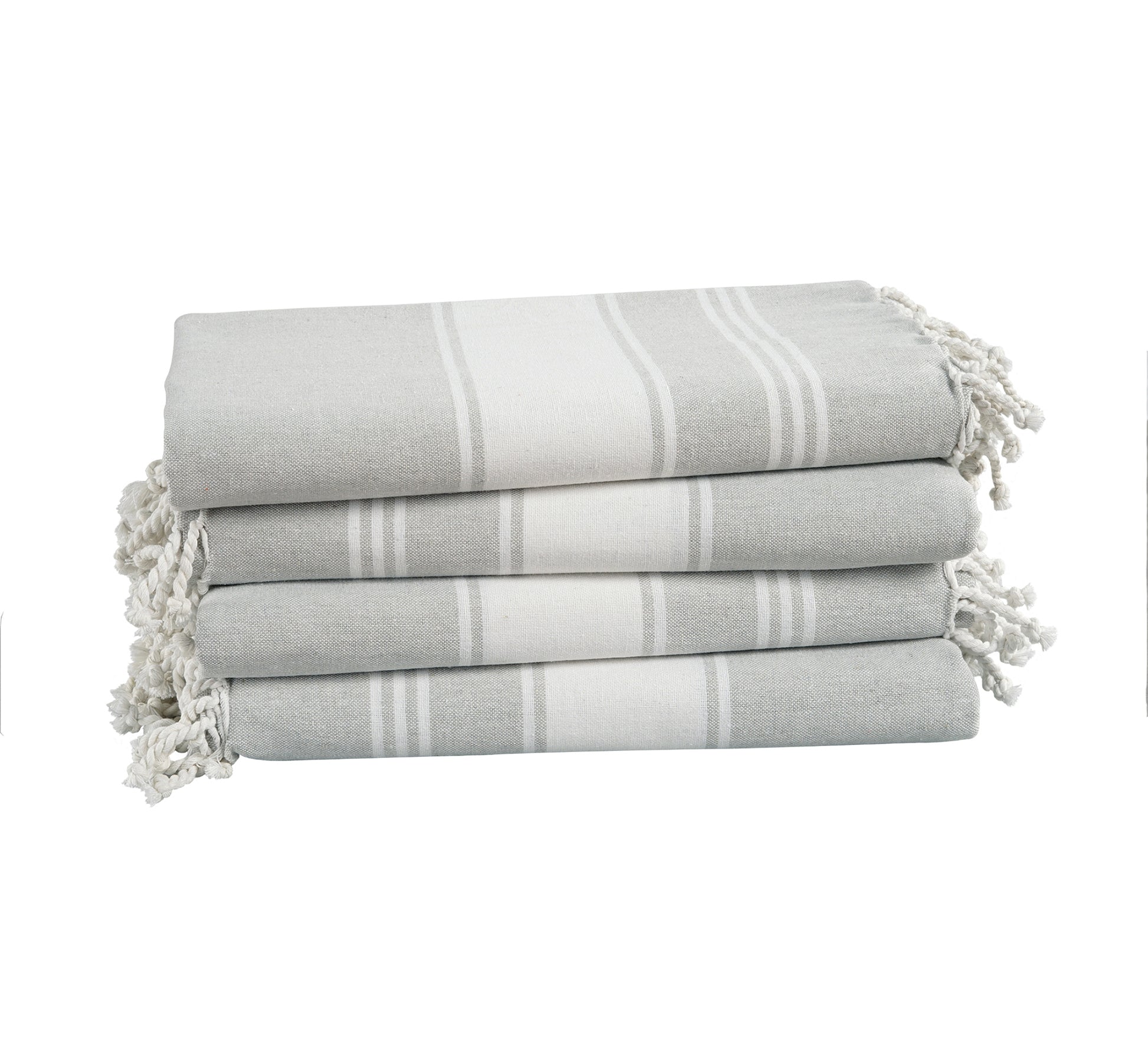 Set of 4 Chambray Turkish Beach Towels - Grey